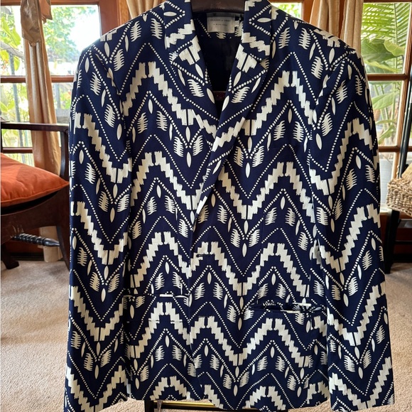 Shades of Grey by Micah Cohen Statement Piece Suit Jacket Blazer Blue & White - Picture 1 of 9